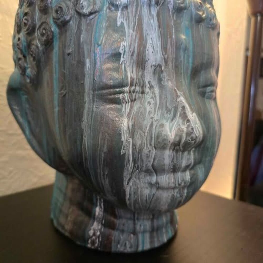 HANDCRAFTED Upcycled Buddah Head HANDPAINTED Tabletop Art Decor - Picture 3 of 11